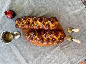 Sabbath Challah, Candles, Wine cup and Challah Cover