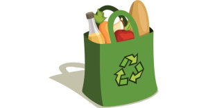 green recycling bag full of food