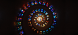 spiral of stained glass windows