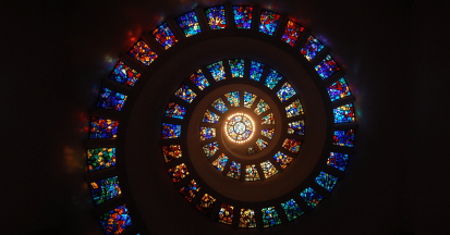 spiral of stained glass windows