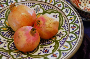 pomegranates on beautiful plate