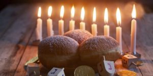 hanukkah doughnuts menorah