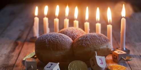 hanukkah doughnuts menorah